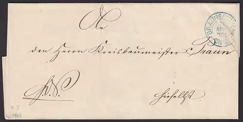 Braunschweig 1862 Umschlag mit K2b Stempel   (15899