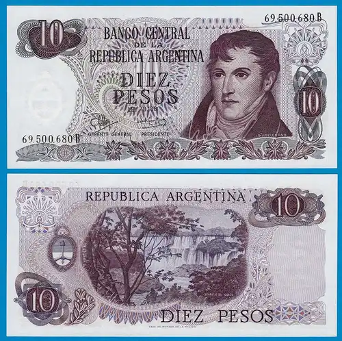 Argentinien - Argentina 10 Pesos UNC (1) 1970-73 Pick 289  (18668