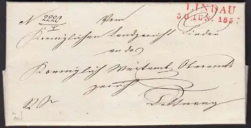 Bayern - Brief 1837 Stempel LINDAU L2r mit interessanten Inhalt  (15880