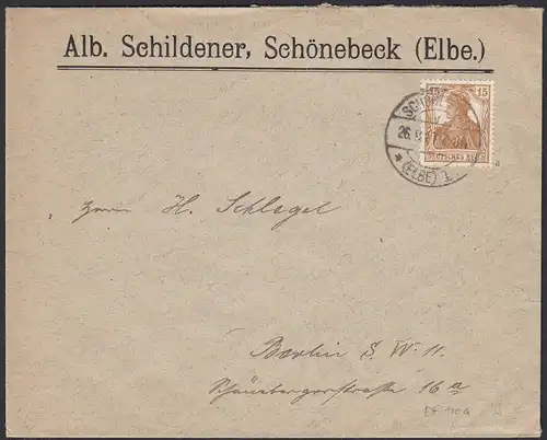 Reklame Brief Schönebeck DR Mi. 100a gepr. Infla EF   (20452
