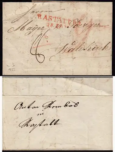 Baden - 1822 Brief RASTATT L2r nach WALDKICH mit Inhalt   (15854