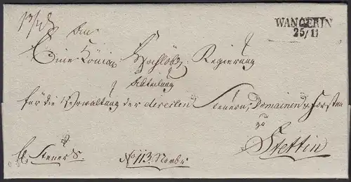Preussen ca.1825 Umschlag WANGERIN L2 -  STETTIN Westpommern (Węgorzyno)