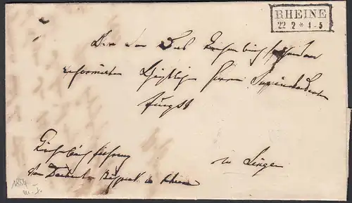Preussen Brief 1854 RHEINE R2 nach LINGEN mit Inhalt   (24510