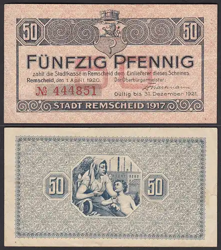 Remscheid 50 Pfennig Notgeld 1917 bis 1921  (24496