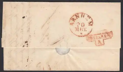 Preussen 1851 COELN K2 - ARNHEIM K1r u PREUSSEN A rot Inhalt  (24515