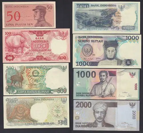 Indonesien - Indonesia  8 Stück schöne Banknoten UNC (1)  (19761