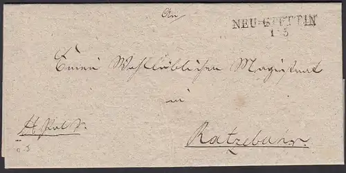 Preussen Umschlag ca. 1830 NEU-STETTIN nach RATZEBURG  (24537
