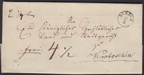 Preussen Brief 1842 aus BOREK POSEN K1 mit Inhalt Taxiert nach Krotoschin (24538