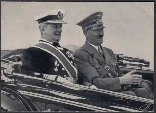 AK NS Militaria Propaganda Karte 3.Reich Hitler + Reichsverweser Horthy (24470