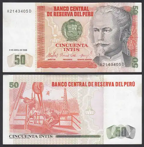 Peru 50 Intis Banknoten 1985 Pick 130 XF (2)    (24633