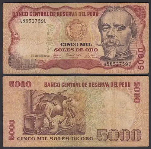 Peru 5000 Soles Banknoten 1981 Pick 130 VG (5)    (24634