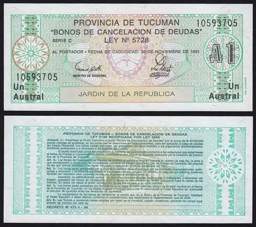 Argentinien - Argentina 1 Australs Banknote,1991, Pick S2711b UNC (1)  (16111
