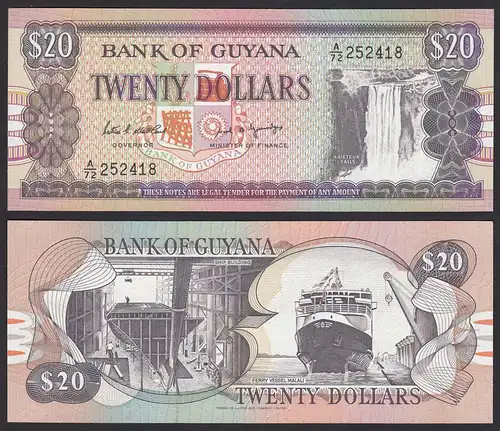 GUYANA 20 DOLLAR BANKNOTE (1989) Pick 27 sig.7 UNC (1)   (16086