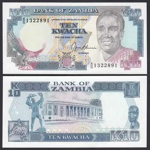 Sambia - Zambia 10 Kwacha Banknote Pick 31b 1989-91 UNC (1)    (24753