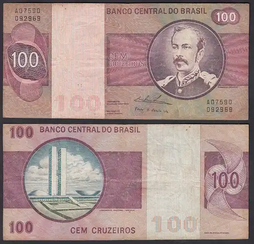 Brasilien - Brazil 100 Cruzados Banknote (1974) Pick 195 Aa F+ (4+) Sig.18