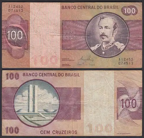 Brasilien - Brazil 100 Cruzados Banknote (1974) Pick 195 Aa F (4) Sig.18