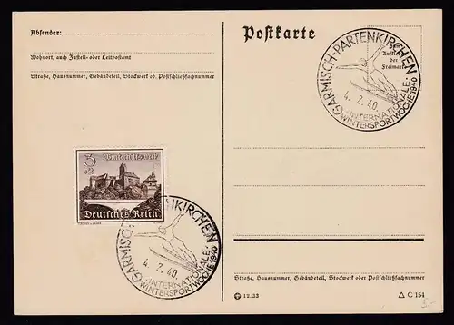 Karte SST 1940 Ski Skilflug Garmisch Partenkirchen   (16476