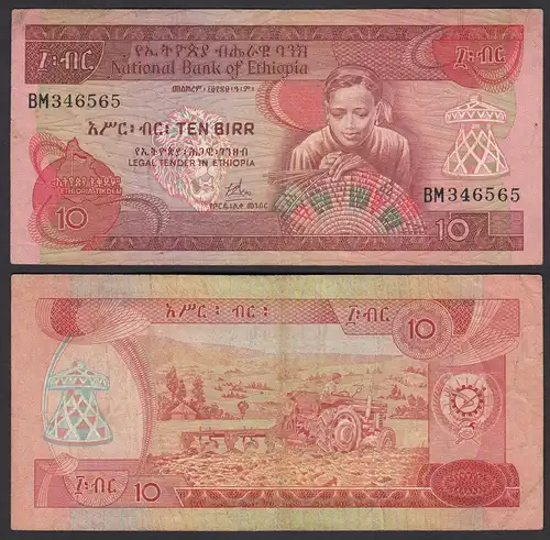 Äthiopien - Ethiopia 10 Birr (1976) Banknote Pick 32a VF (3)  (25139