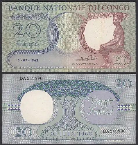 Kongo - Congo 20 Francs 15.07.1962 Pick 4a VF/XF (2/3)  (25303