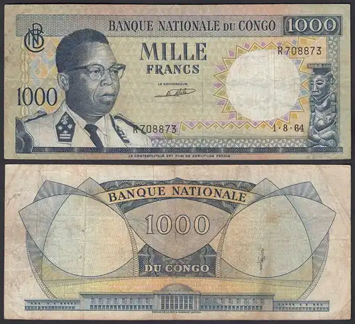 Kongo - Congo 1000 Francs 1.8.1964 Pick 8a F (4)  (25307