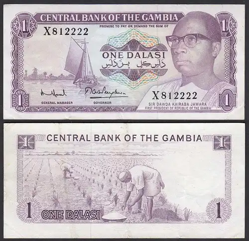 Gambia 1 Dalasi Banknote ND (1971-87) Pick 4f VF (3) sig 7  (25327