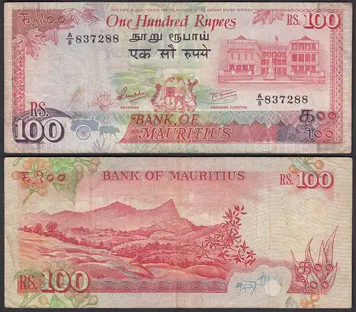 Mauritius - 100 Rupees Banknote (1986) Pick 38 VF- (3-)    (25353