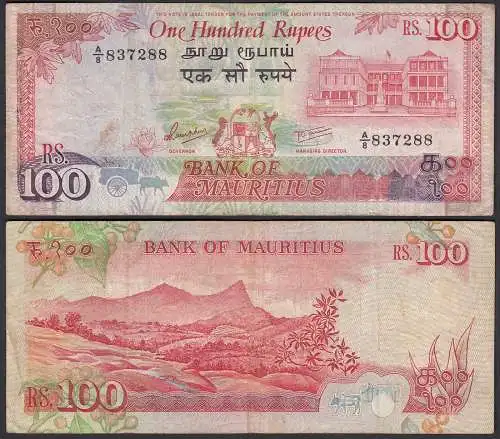 Mauritius - 100 Rupees Banknote (1986) Pick 38 VF- (3-)    (25353