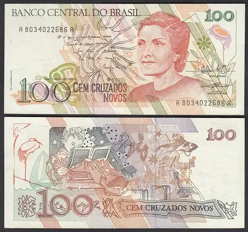 Brasilien - Brazil 100 Cruzaros (1989) Pick 220b XF (2) Sig.27   (25408