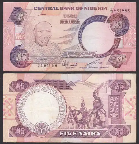 Nigeria 5 Naira Banknote Pick 24a sig.6 VF (3)    (25508
