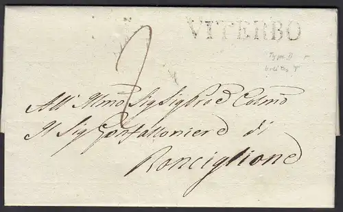 ITALIEN Brief 1837 VITERBO L1 nach Ronciglione Inhalt  (25590