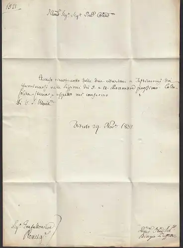 ITALIEN Brief 1837 VITERBO L1 nach Ronciglione Inhalt  (25590