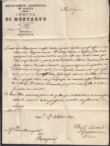 ITALIEN Brief 1845 Comune di Montalto ? der COMUNE DI RIETI    (25597