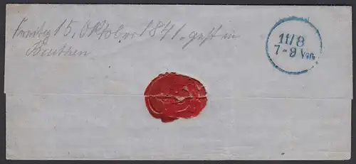 Schlesien Umschlag BEUTHEN R3 (Bytom) 1865 - Berlin  (25623
