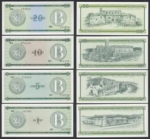 Kuba - Cuba 1,5,10,20 Peso 1985 Pick FX6,7,8,9 UNC (1) Foreign Exchange Certificates