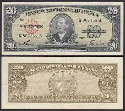 Kuba - Cuba 20 Peso 1960 Pick 80c VF (3)    (25731