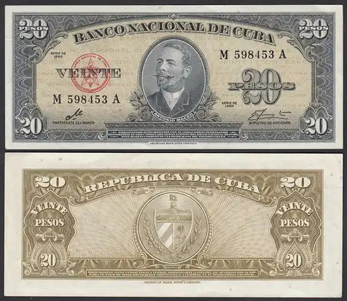 Kuba - Cuba 20 Peso 1960 Pick 80c XF (2)    (25732