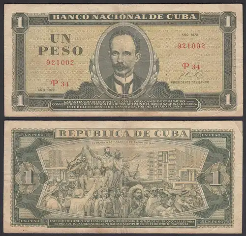 Kuba - Cuba 1 Peso Banknote 1972 Pick 102a F (4)  (25749