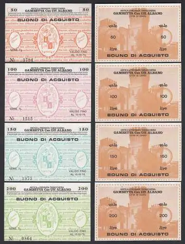 Italien - Italy 50-200 Lire Serie BUONO DI ACQUISTO TABACCHERIA 1976 aUNC (1-)