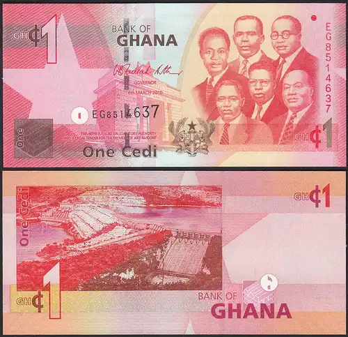 Ghana 1 Cedi Banknote 2010 Pick 37 UNC (1)  (14152