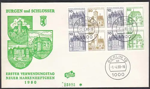 1.4.1980 Berlin Heftchenblatt HBl. 19 FDC   (25889