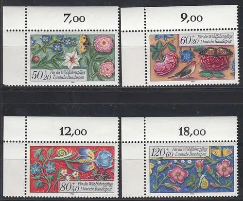 Bund BRD Wohlfahrt 1985 Mi 1259-1262 Blumen Eckrand links oben ** (25922