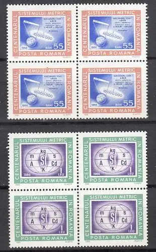 Rumänien-Romania 1966 Mi. 2533-34 postfrisch 4er Block Metrisches System (24661