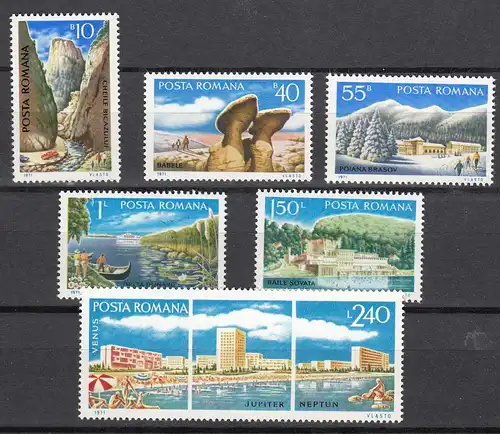 Rumänien-Romania 1971 Mi. 2921-26 postfrisch Tourismus  (24664