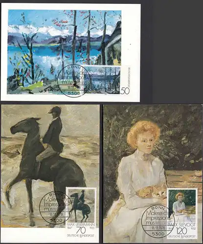 BRD BUND Maximumkarten Mi.986/88 Impressionismus 1978  (25940