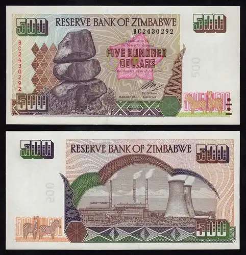 Simbabwe - Zimbabwe 500 Dollars 2004 Pick 11b UNC (1)   (17898