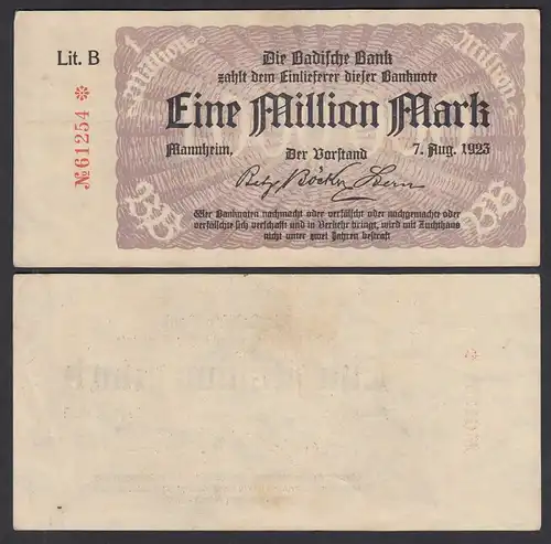 Baden Länderbanknote 1 Million Mark Lit: B Ro.PS912a (26113