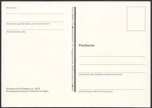 BRD BUNDESREPUBLIK Mi 980 Maximumkarte 1978 Baden Posthausschild   (26135