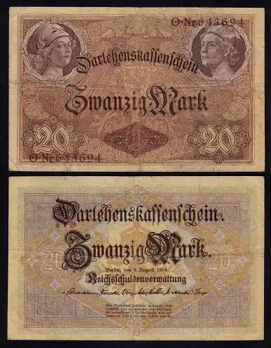 Darlehnskassenschein 20 MARK 1914 Ro 49a F+ (4+)   (26175