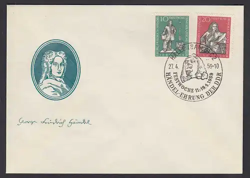 DDR FDC Mi.682/83 Todestag G.F.Händel 27.4.1959 SST Halle    (26185