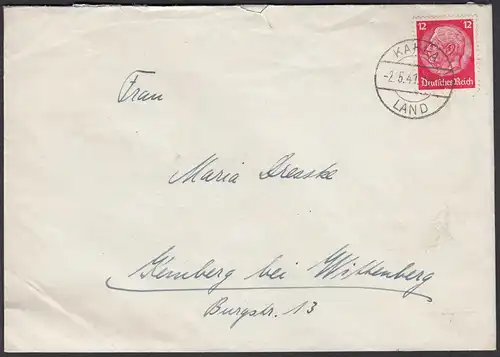 DR Brief Landpost Kahla Land 1941 nach Kemberg  (26269